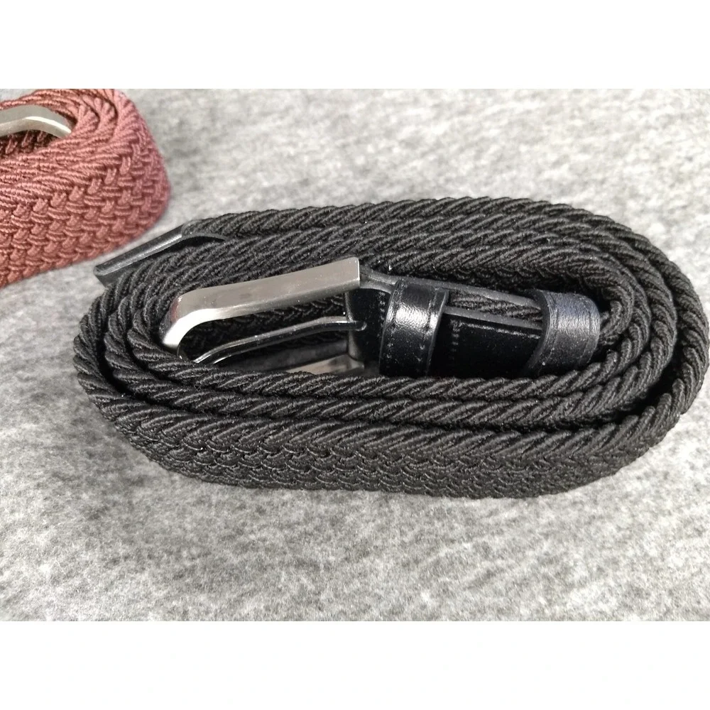 Woven Elastic Braided Belts Set/3  Black Rust Navy Men 44